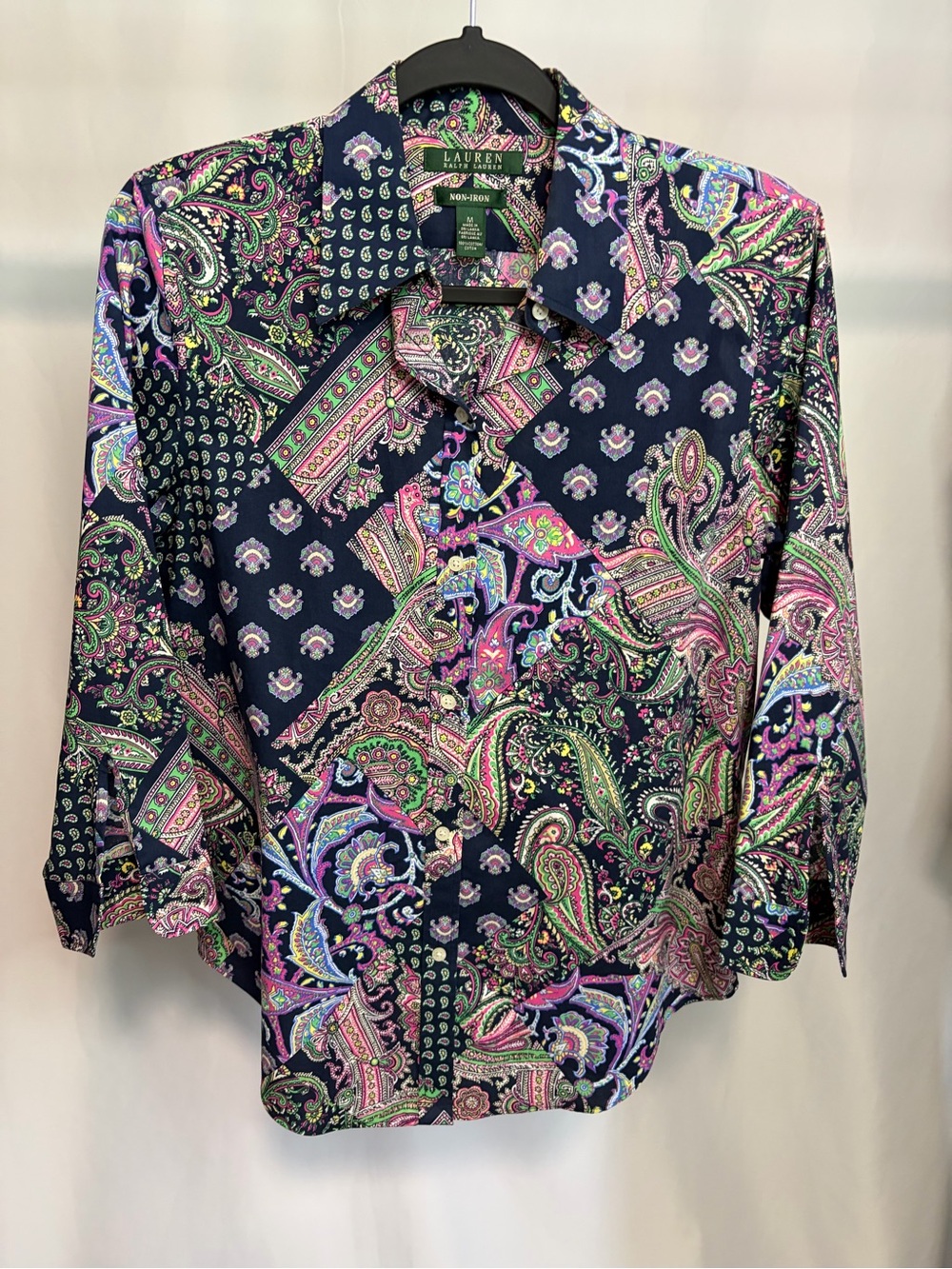 Lauren Ralph Lauren Patchwork Paisley Cotton Shirt Size M